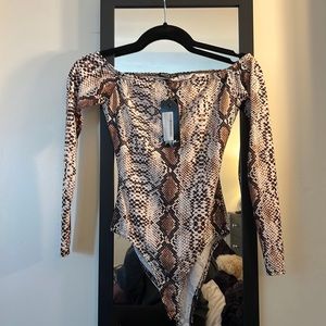 Nasty Gal Snake Print Bodysuit size small new with tags never worn